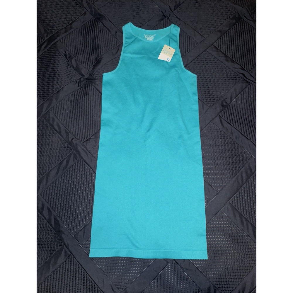 Primark Turquoise Ribbed Bodycon Tank Dress Small Eco Recycled Nylon NWT